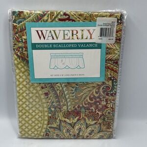 Waverly Swept Away Berry Double Scalloped Window Panel Valance 60x18 Paisley NEW